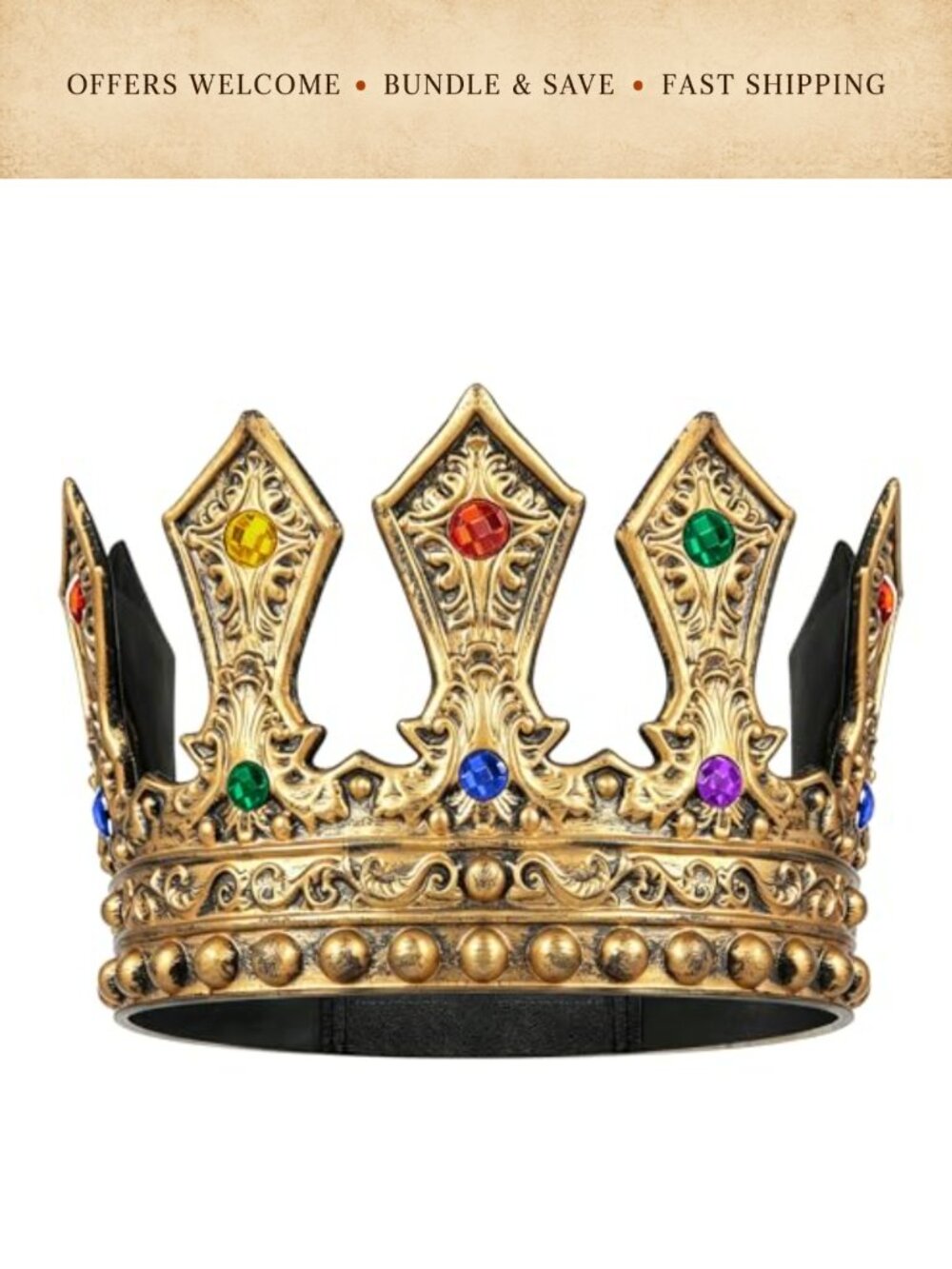 Royal King Crown Men Women Medieval Cosplay Halloween Costume PU Foam